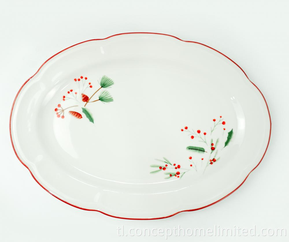 Embossed Porcelain Dinner Set With Decal And Color Rim Ch22067 02 6